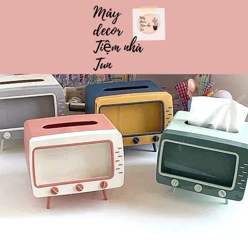 Hộp đựng khăn giấy để bàn mô hình tivi cổ điển