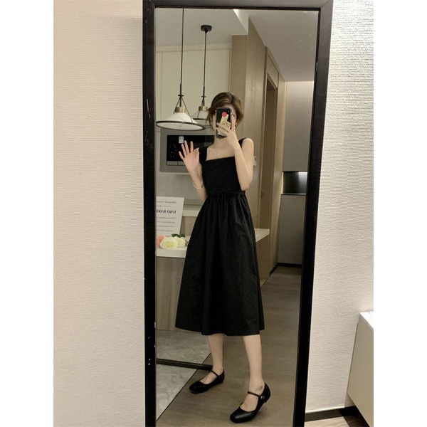 Đầm hai dây NZN dáng dài kiểu dáng đơn giản phong cách Hàn Quốc có 3 màu tùy chọn