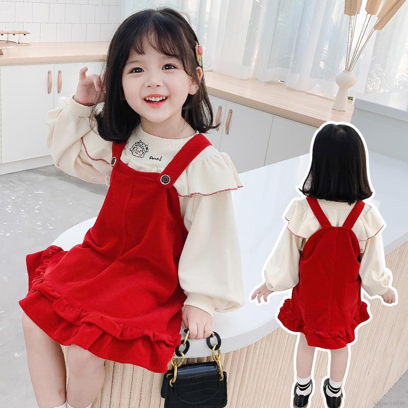 Áo Tay Dài Và Váy Yếm Đáng Yêu Dành Cho Bé 0-3 Tuổi
