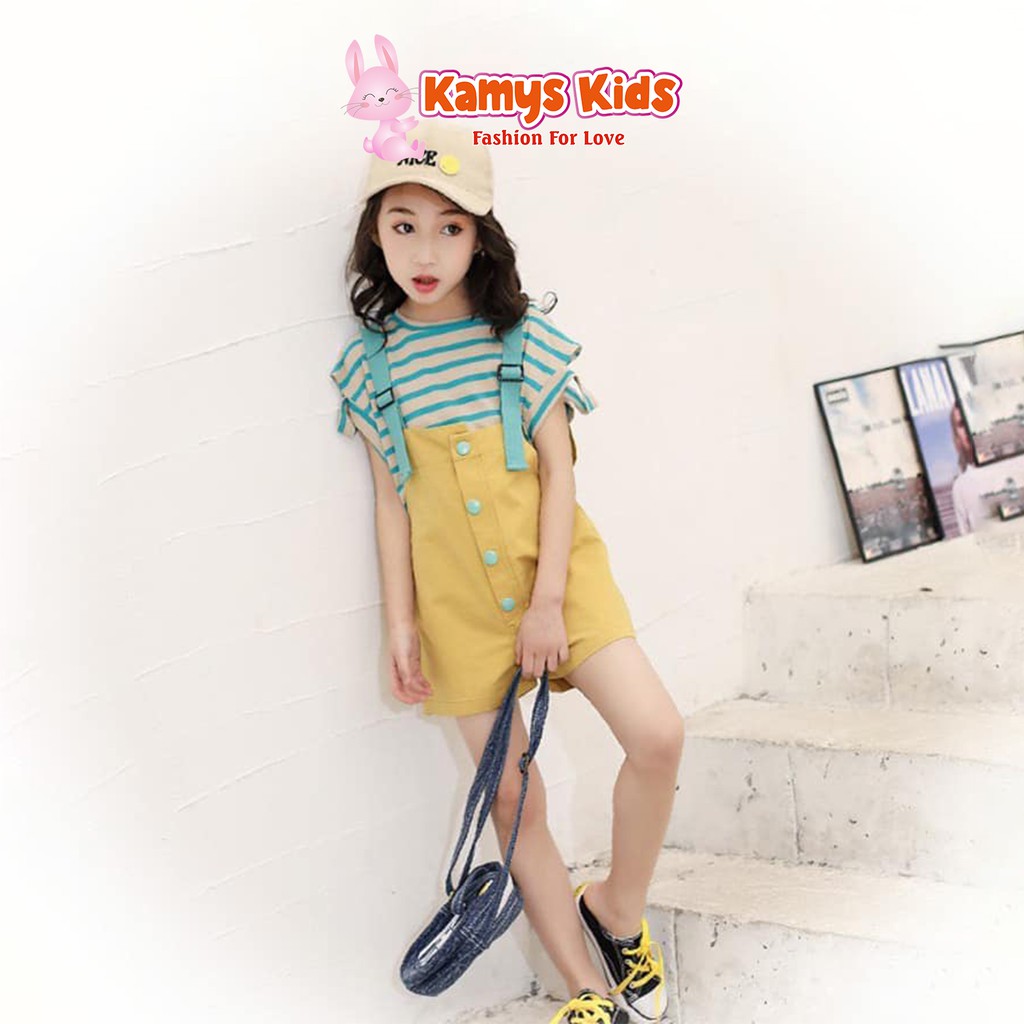 Bộ quần yếm áo cộc tay trẻ em KAMYS KIDS dễ thương cho bé gái từ 15-40kg