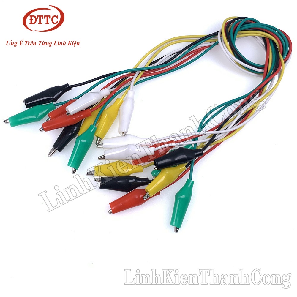 Bộ 10 Dây Cáp Kẹp Cá Sấu 5 Màu Dài 50cm