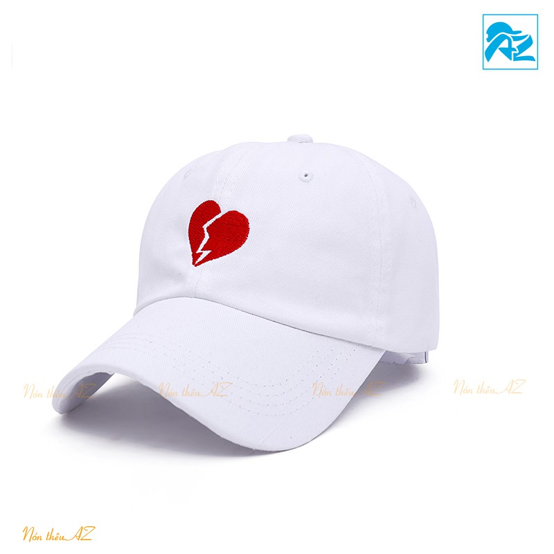 Nón kết thêu hình trái tim cặp đôi đẹp - Mũ Lưỡi Trai MT256