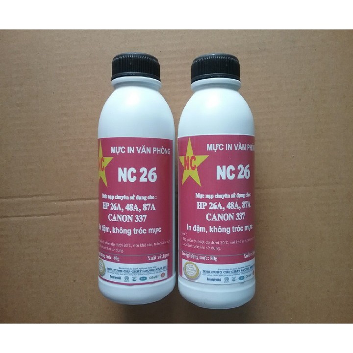 2 hủ mực nạp zin Canon 337, 241, HP 26a, 48a, Hp M15, M402, m426, m15 in rất đậm. Bình, chai, bơm hộp mực máy in