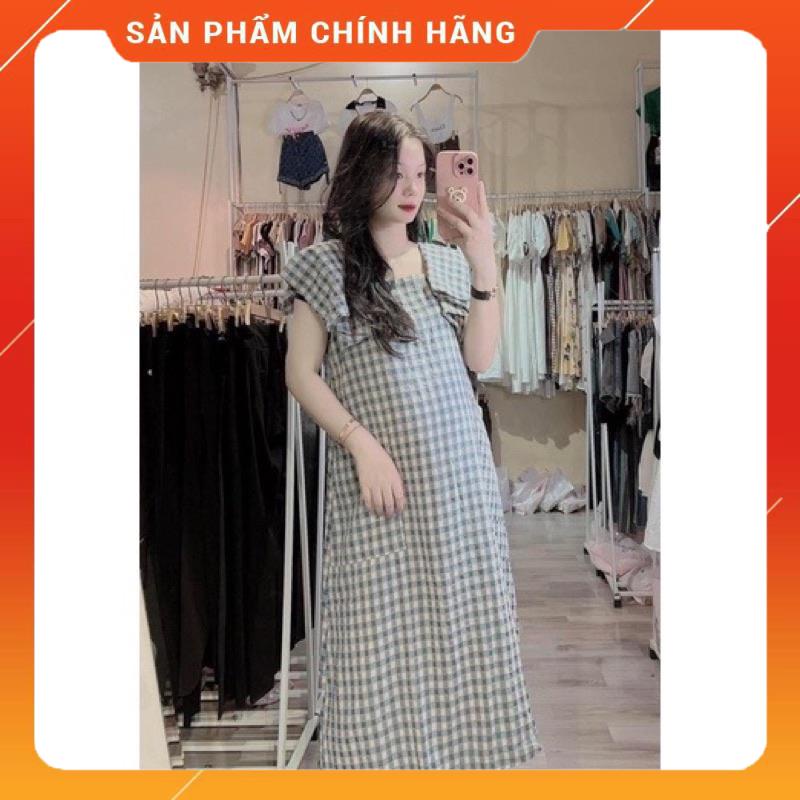 Váy Bầu kẻ cánh tiên có túi ,dáng xuông☘️phù hợp đi biển ,đi chơi,đi làm công sở siêu xinh☘️freesize 43-68kg
