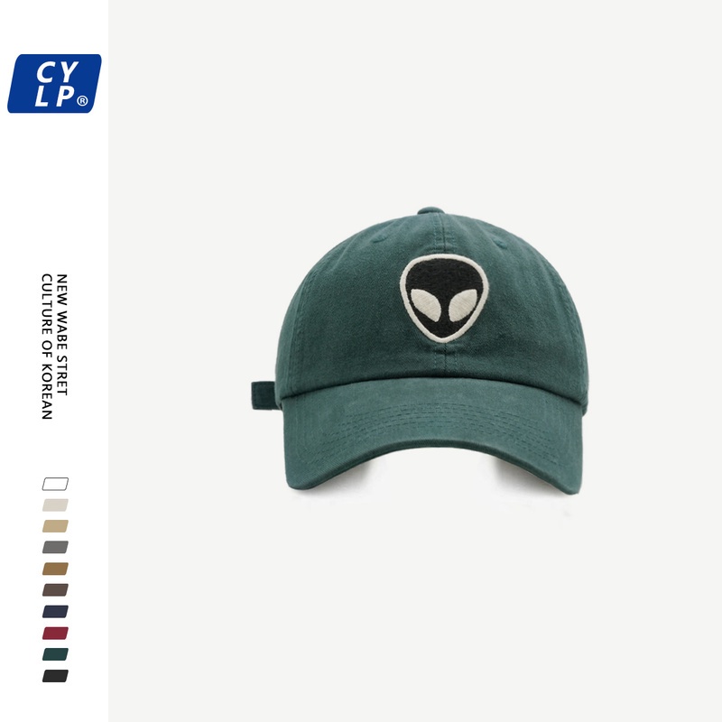 Mũ Lưỡi Trai Mềm Thêu Hình Người Ngoài Hành Tinh Kiểu Hip-Hop Hàn Quốc Cá Tính