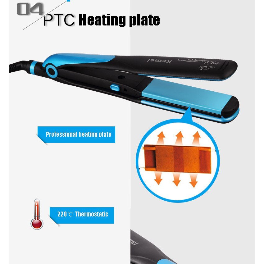 Máy Duỗi Tóc Và Bấm Dập Xù Tạo Kiểu Tóc 2 in 1 Kemei Km 2209
