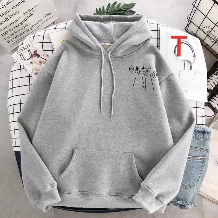 Áo hoodie logo mèo bịt mắt HARIQUEEN