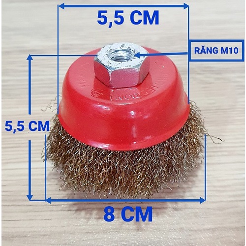 Chén Cước Đuôi Liên Kết Chết Bù Lon Răng M10 Sợi Cước Kim Loại 0,3mm Đường Kính 8cm Đánh Gỉ Vặn Trực Tiếp Máy Mài Góc