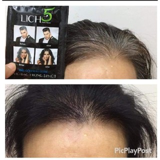 Dầu gội nhuộm phủ bạc đen tóc Lich5 (10 gói/hộp)