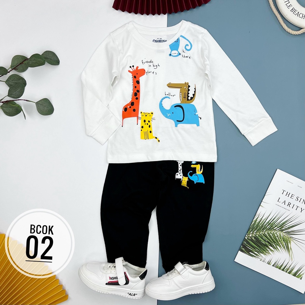 Bộ bé trai LITIBABY dài tay, chất cotton, size 2, 3, 4, 5, 6, 7 tuổi