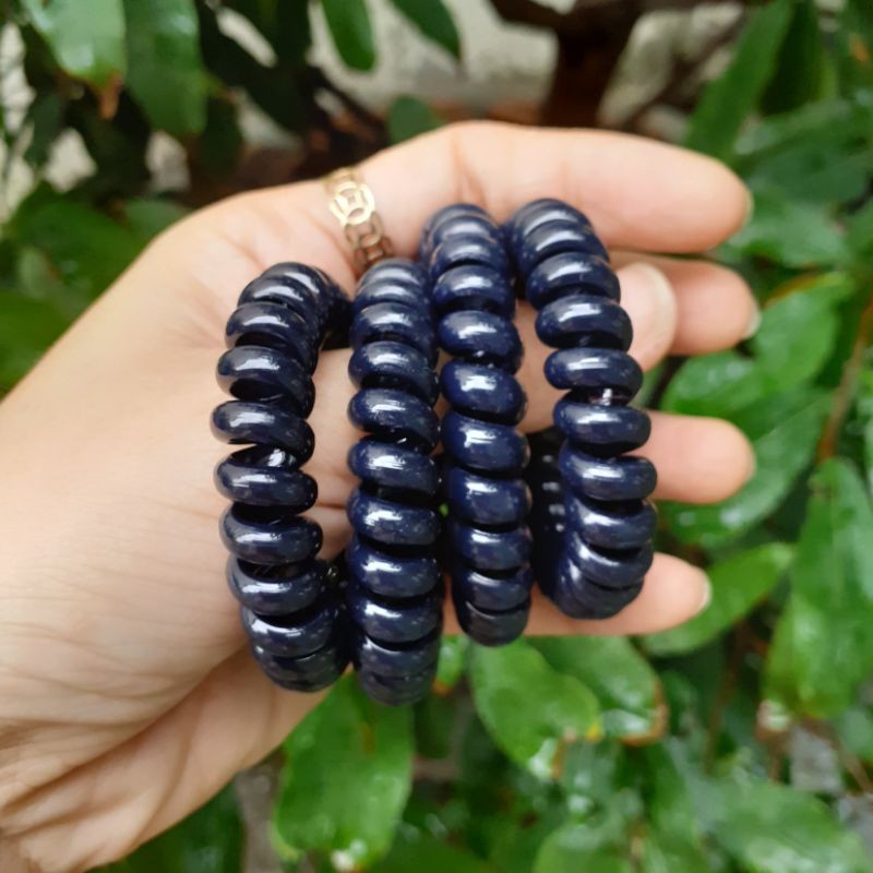 Cột tóc lò xo loại to màu xanh đen