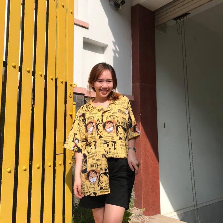 Áo sơ mi Cổ DANTON - VEST Monkey D. Luffy 3 màu vàng - đen - trắng ngắn tay form rộng unisex nam nữ vải lụa | BigBuy360 - bigbuy360.vn