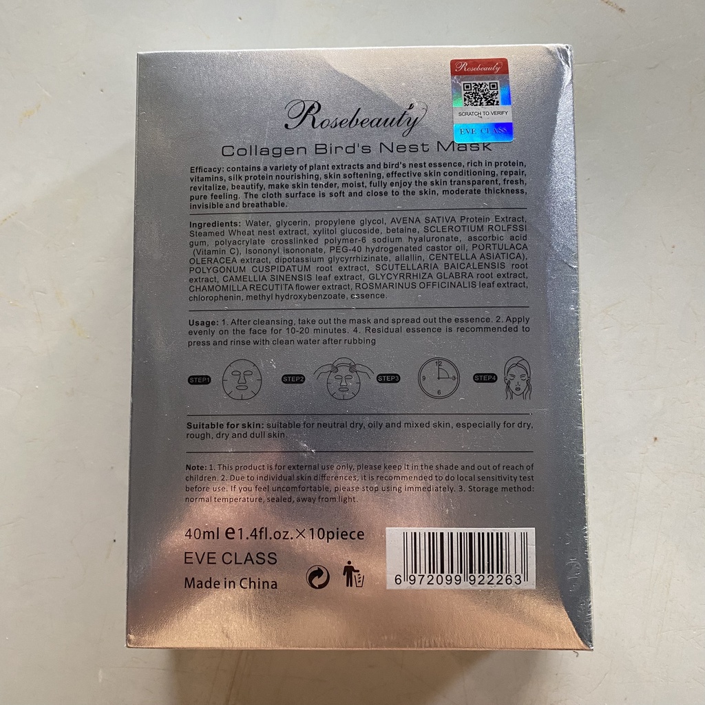 Mặt Nạ Dưỡng Da Collagen Yến Tươi Rose Beauty 1miếng