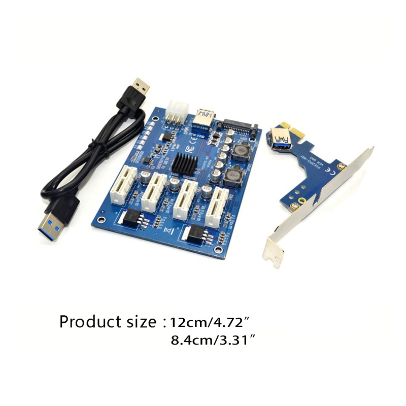 Card Mở Rộng Chuyển Đổi PCI-E X1 Sang 4Pcie X16 6 Pin USB Cho PCI express 2.0 11