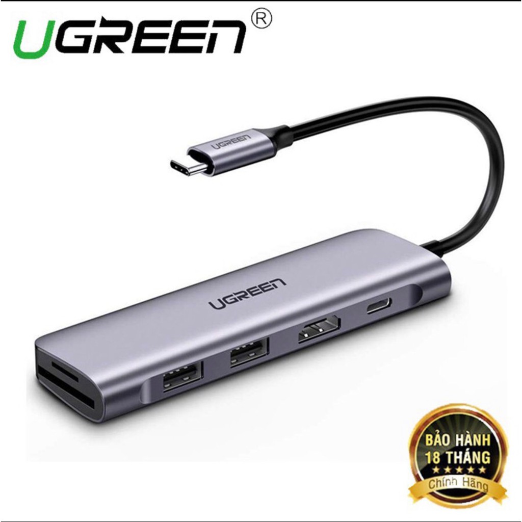 [Mã 155ELSALE giảm 7% đơn 300K] Cáp Ugreen Usb-C Sang HDMI 4K,2 USB 3.0 Ports,SD/TF Card Reader,100W PD [6 in 1] 70411