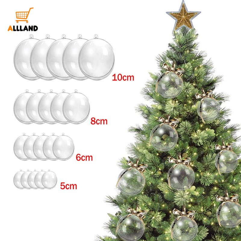 Trái Châu Bằng Nhựa Trong Suốt Kích Thước 5 / 6 / 8 / 10cm Dùng Trang Trí Cây Thông Giáng Sinh