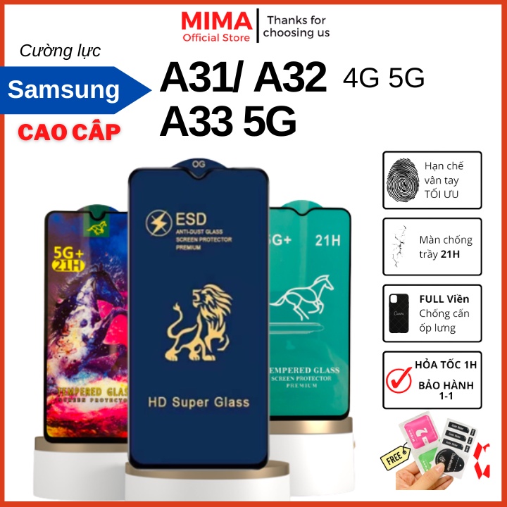 Kính cường lực Samsung Galaxy A31/A32/A33 4G 5G Full chống xước màn hình hạn chế bám vân tay tặng kèm bộ dán