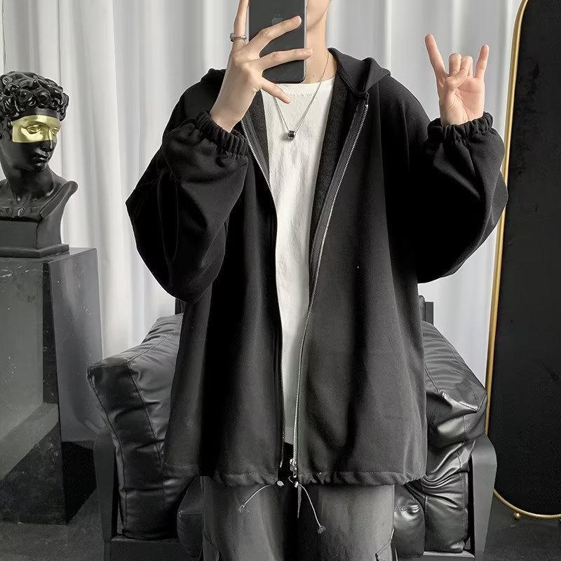 Áo Khoác cardigan Tay Dài Màu Trơn Dáng Rộng Thời Trang Thu Đông Cho Nam