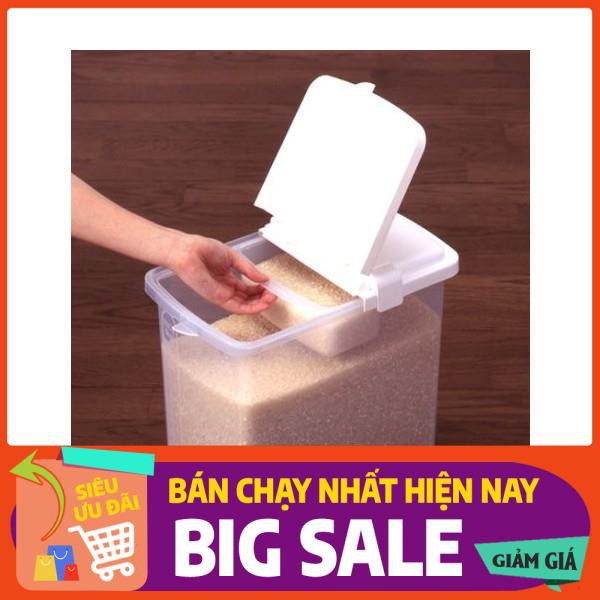 Thùng gạo 10kg nắp bật có bánh xe (nội địa )