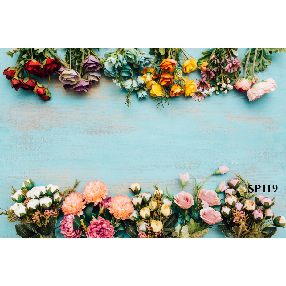 Phông Nền Chụp Ảnh Sàn Giả Gỗ In Sẵn Hoa 5D