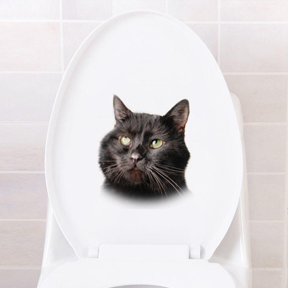 Đề Can Dán Toilet Trang Trí Hình Chú Mèo Dễ Thương DIY