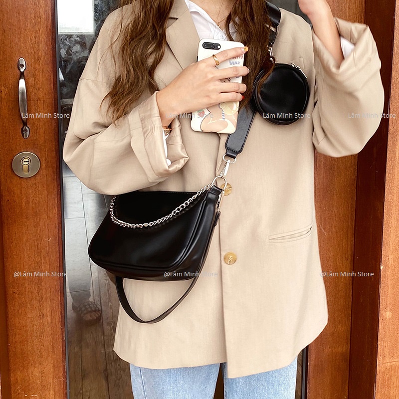 Túi Kẹp Nách Linh Store Set Bộ 2 Túi Ví Đeo Chéo Nữ 5 Chi Tiết, Túi Đeo Ngực, Đeo Bụng Thời Trang