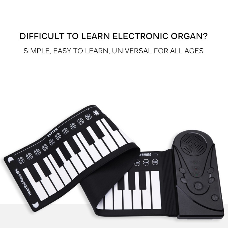 IN STOCK Portable Flexible Digital Keyboard Piano 49 Keys Flexible Silicone Electronic Roll Up Piano Children Toys Built-in Speaker