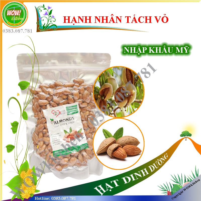 [500g] Hạnh nhân tách vỏ - Nhập khẩu Mỹ