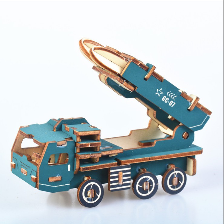 Đồ chơi lắp ráp gỗ 3D Mô hình Xe tên lửa Mini