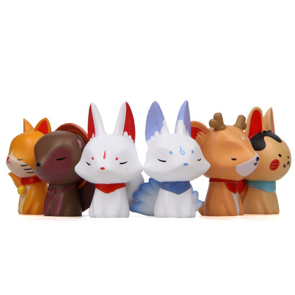 Set 6 Mô Hình Mèo / Cáo / Mèo Mini Trang Trí Vườn Nhà