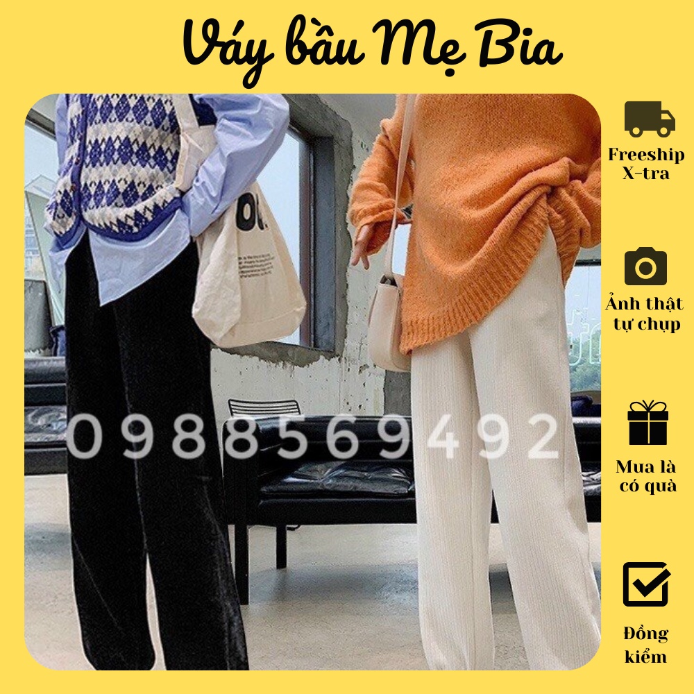 Quần bầu mùa đông chất len nhung cao cấp loại 1 (450g) dày dặn giữ ấm mùa đông cho mẹ bầu