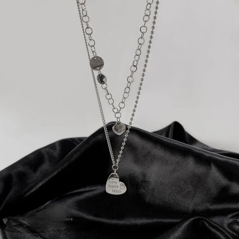 Vòng Cổ Choker Hai Lớp Hình Trái Tim Đơn Giản Sang Trọng Dành Cho Nữ