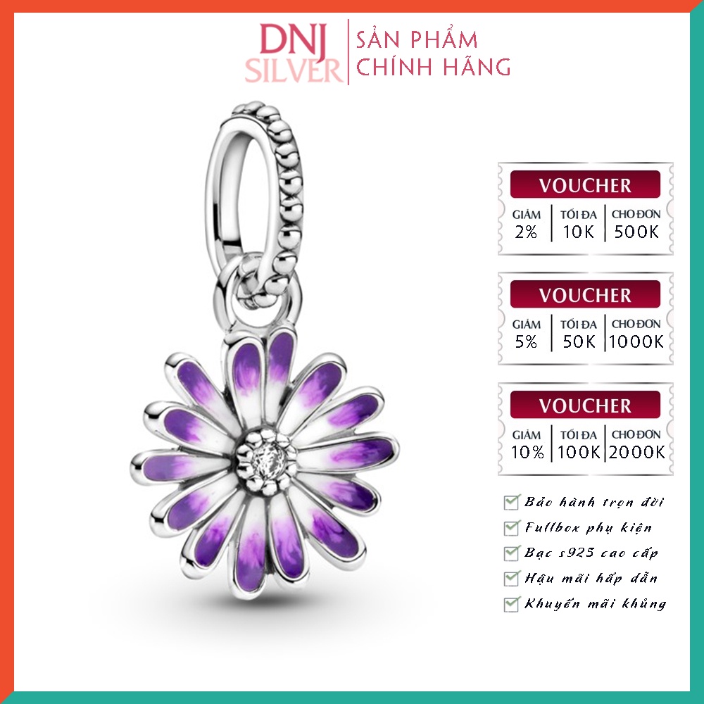 [Hàng cao cấp] Charm bạc 925 cao cấp, hàng chuẩn bạc - Charm Purple Daisy thích hợp để mix vòng tay charm - DN013