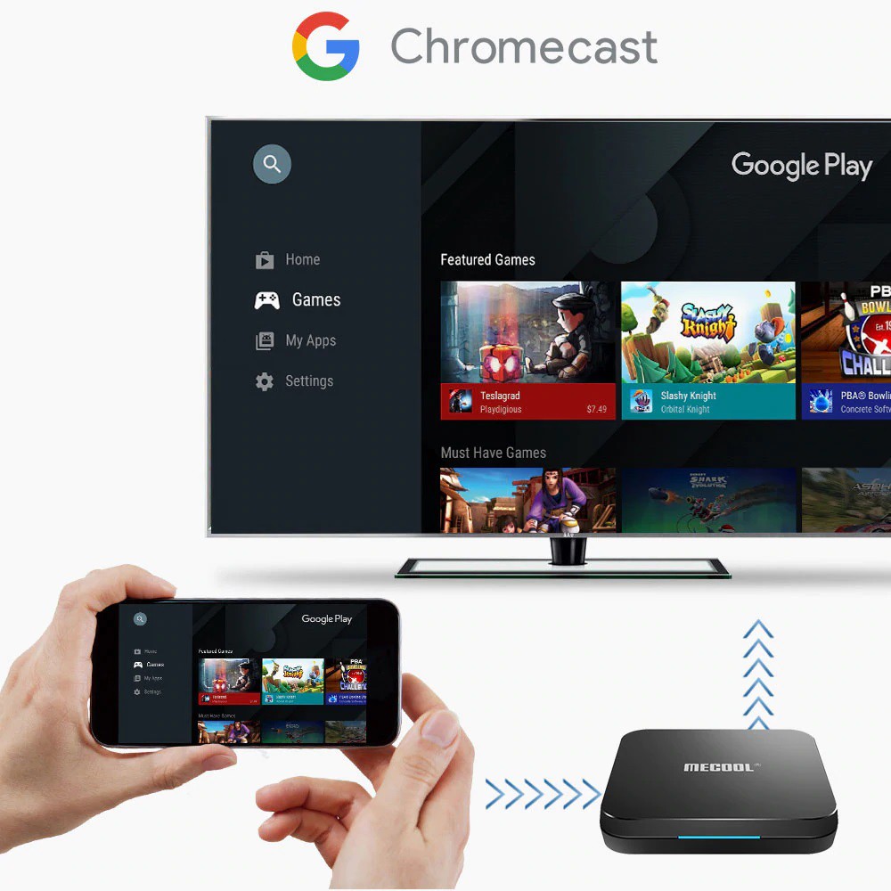 Mecool KM9 PRO CLASSIC, Android TV 10 chính chủ Google - 2GB RAM, 16GB Bộ nhớ trong, có điều khiển giọng nói kèm theo