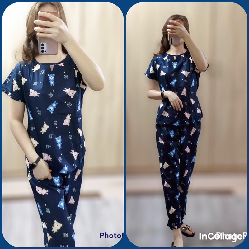 Bộ đồ mặc nhà nữ⚡️đồ ngủ tay cộc quần lỡ chất vải thô dư đẹp