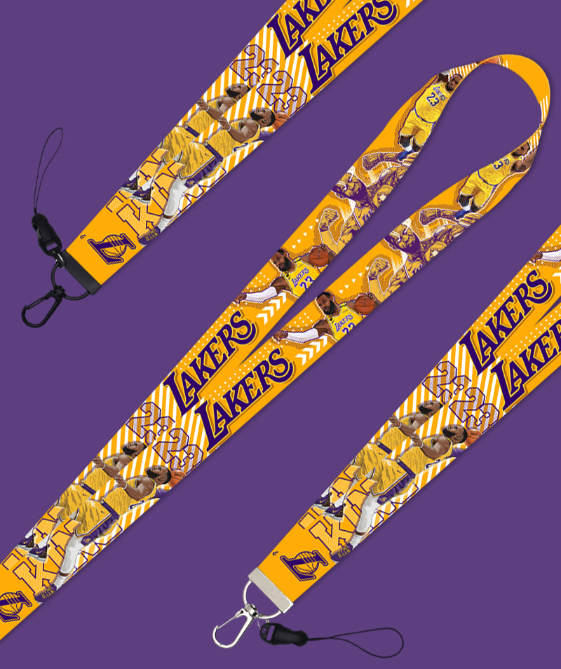 New 2in1 NBA Star Lakers James Long and Short Mobile Phone Lanyard ID Holder for Student and Work Card Neck and Wrist Phone Rope Strap Dây điện thoại