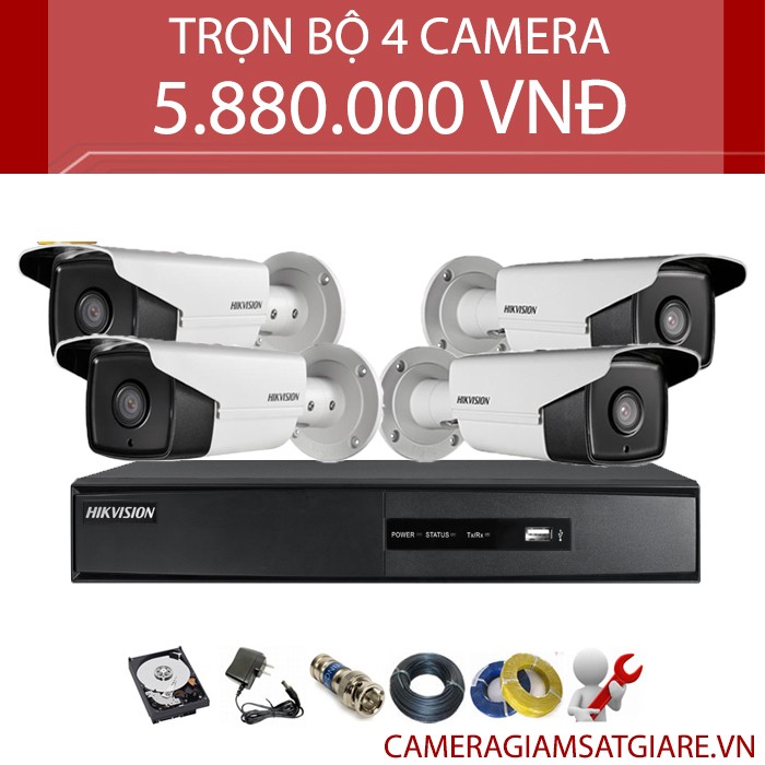 Lắp đặt Trọn bộ 4 camera quan sát HIKVISION