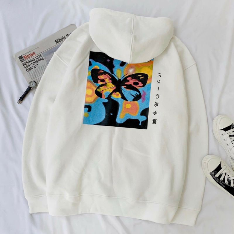 Áo Hoodie Nỉ bông 2 lớp Bướm