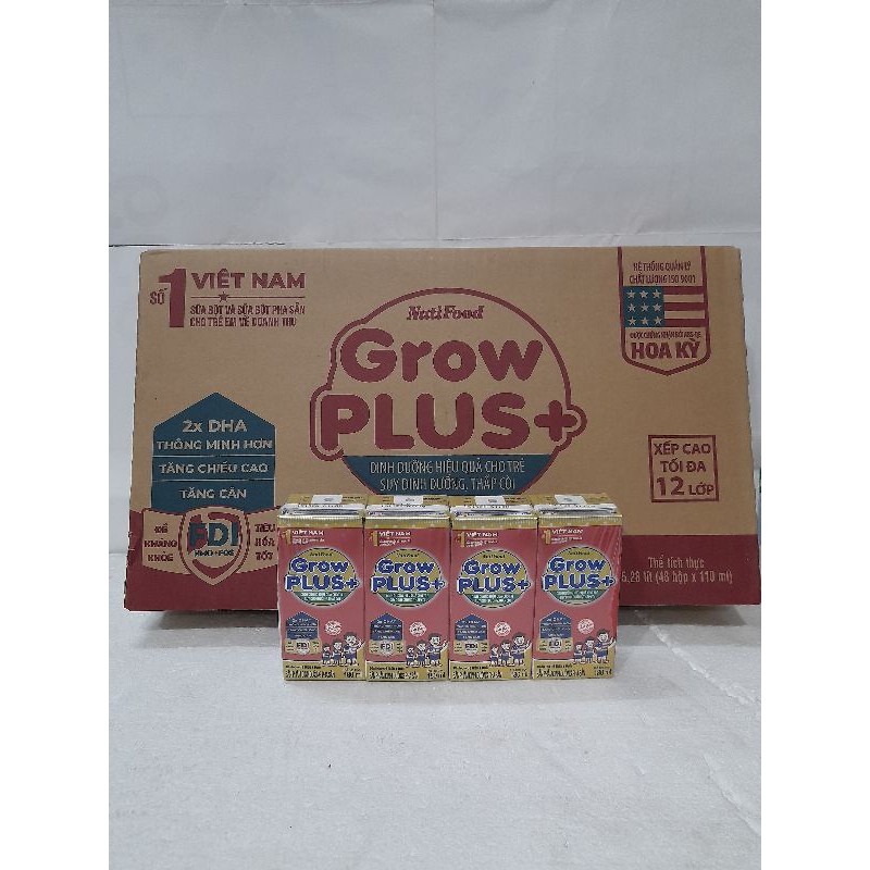 1 thùng sữa bột pha sẵn Grow Plus+ do 48 hộp 180ml cho trẻ suy dinh dưỡng thấp còi (mẫu mới)