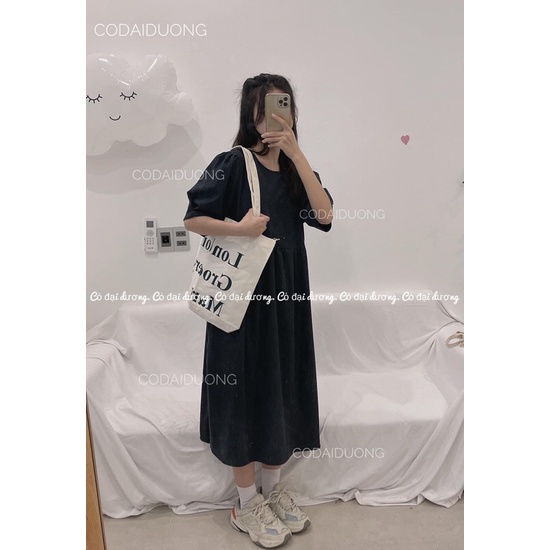 Váy bbd nhung tăm buộc eo