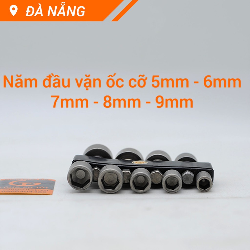 Bộ 9 đầu vặn ốc chuôi lục giác hệ mét từ 5mm-13mm