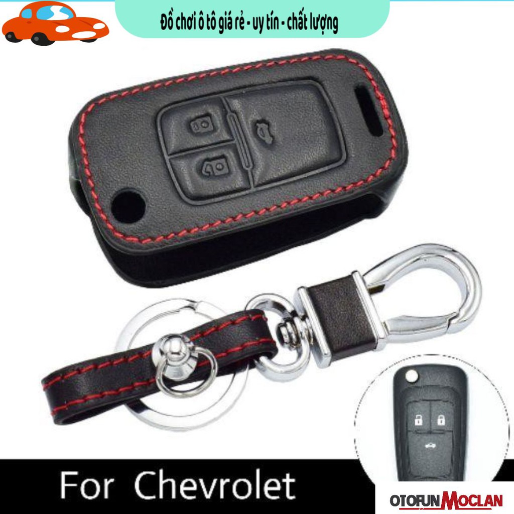 Chevrolet - Bao Da Chìa Khóa Đen Chỉ  Viền Đỏ  Dòng xe Cruze/ Lacetti