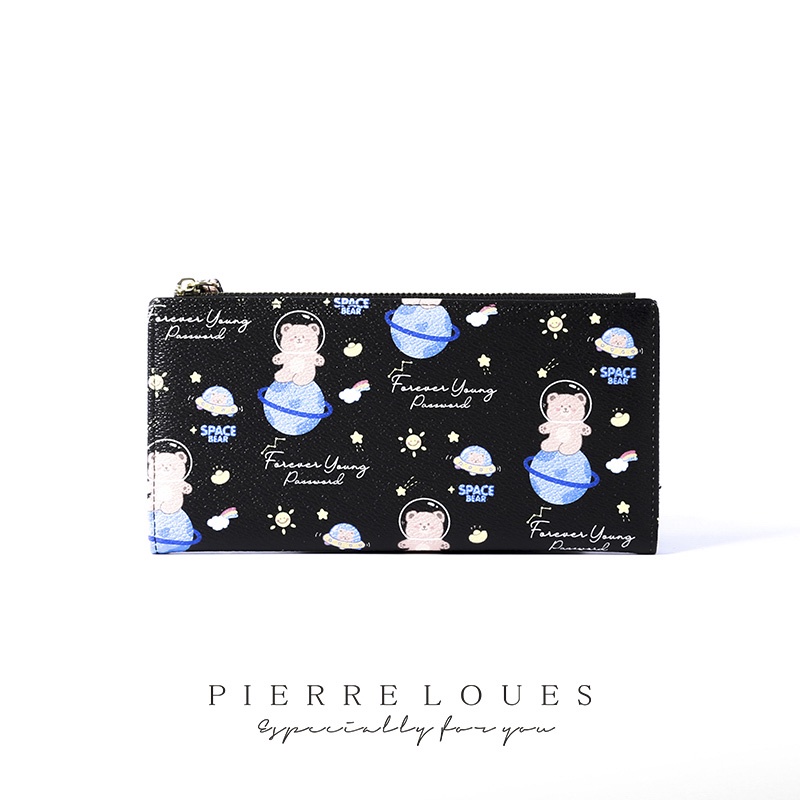 Ví dài đựng điện thoại PIERRE LOUES đa năng họa tiết gấu xinh xắn cho nữ