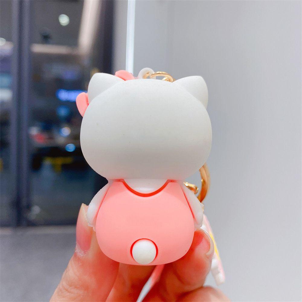 Móc Khóa Hàn Quốc Hình Mèo Và Nơ Hoa Nhiều Màu Dễ Thương