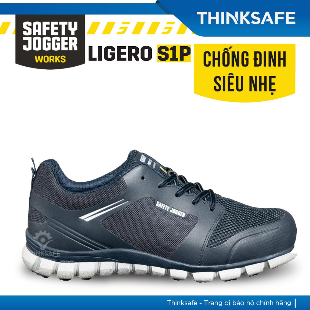 Giày bảo hộ lao động nam Jogger siêu nhẹ, thoáng khí, chống đinh, chống dập ngón, chống trượt, giày lao động - Ligero