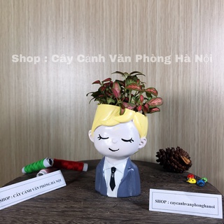 Sen đá , xương rồng kèm chậu con trai áo vest