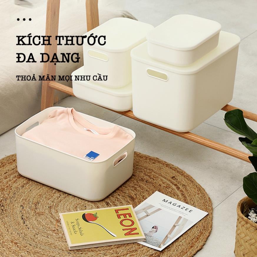 Hộp Đựng Đồ Có Nắp Enoda Home Màu Trắng Cao Cấp Để Bàn Decor Nhiều Kích Thước Q003