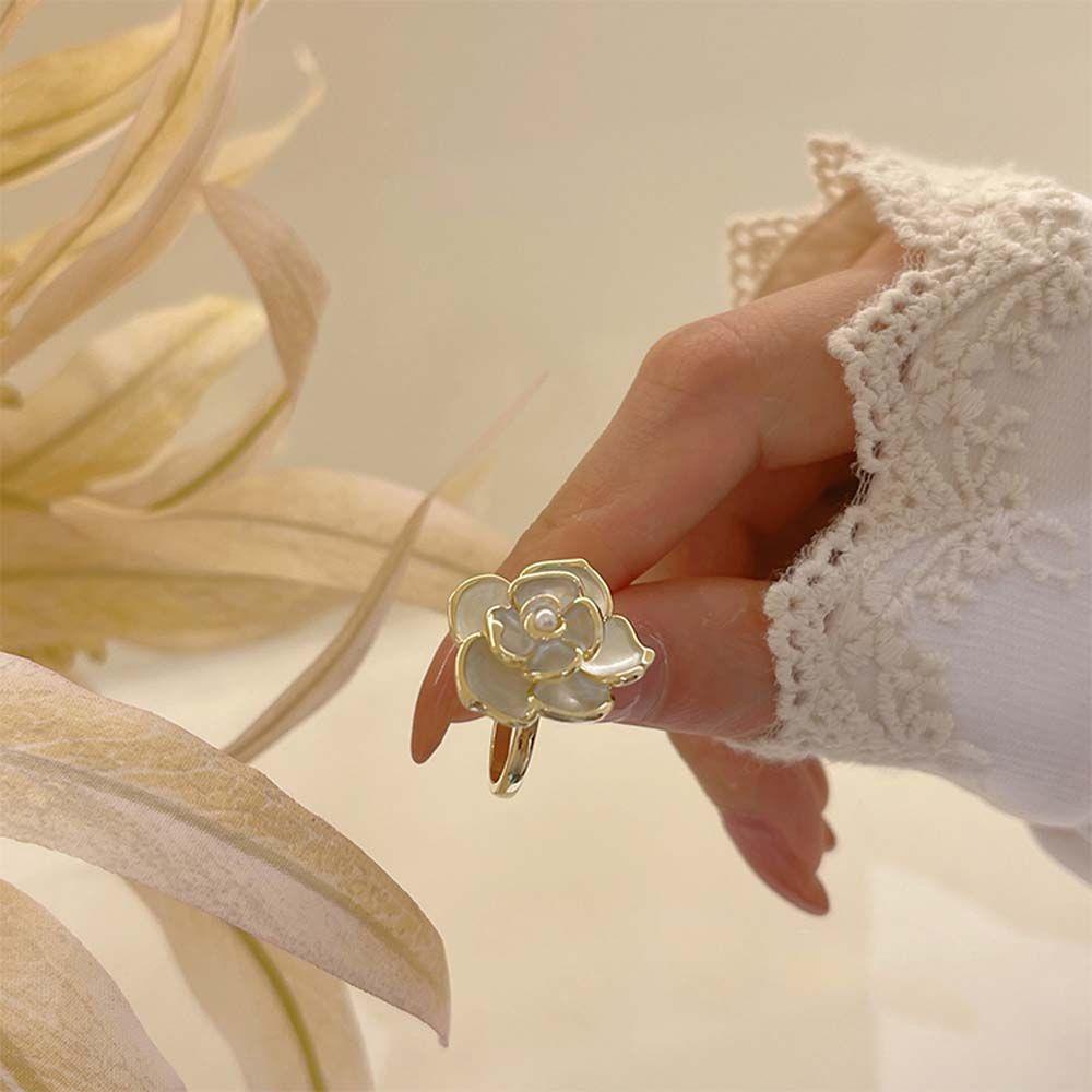 Nhẫn Hở Đính Ngọc Trai Nhân Tạo Nhiều Màu Cá Tính Phong Cách Hàn Quốc