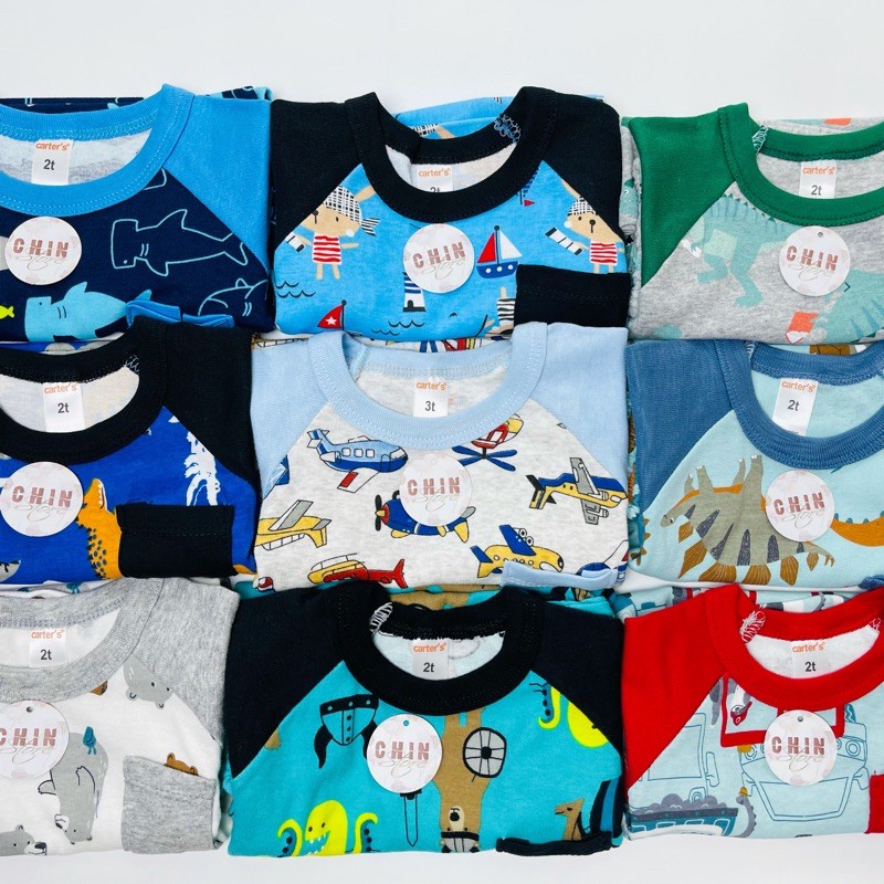 Bộ quần áo cotton cho em bé trai vải xuất dư cộc tay chất mát mùa hè