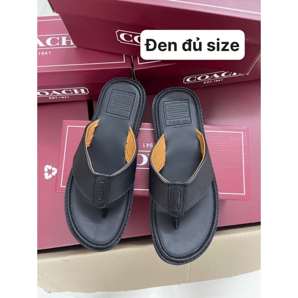 HÀNG XUẤT XỊN  FULl BOX _Dép kẹp nam COACH DA THẬT cực sang xịn êm vô đối